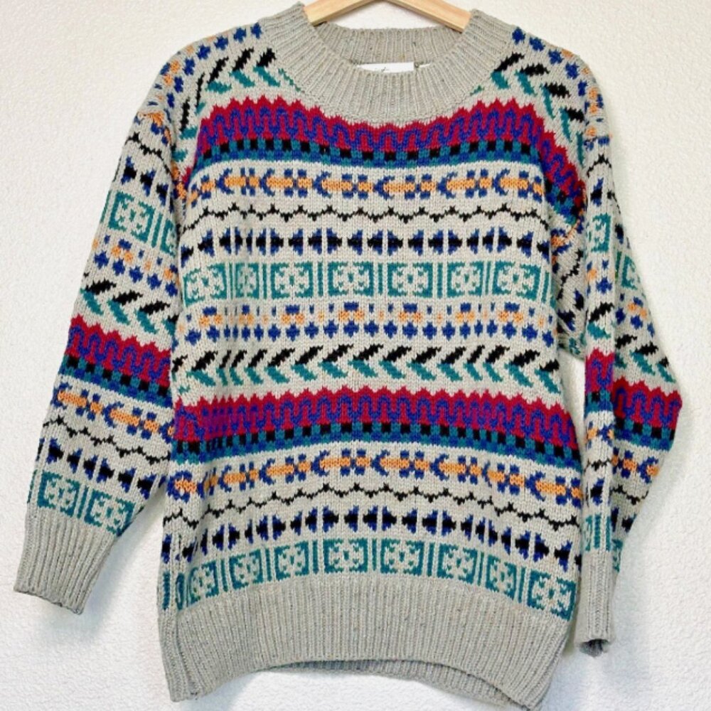 Vintage Just Sasha Multicolor Knit Sweater Women's - L